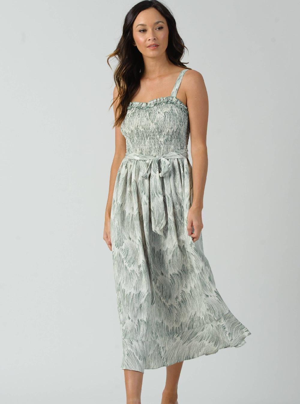 lucca couture ARYA RUFFLE SMOCKED DRESS-SAGE