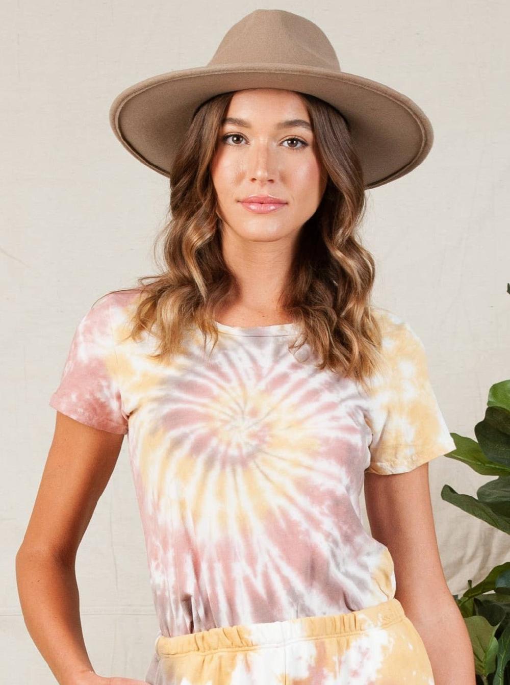 lucca couture ASHERA TEE-YELLOW PINK TIE DYE