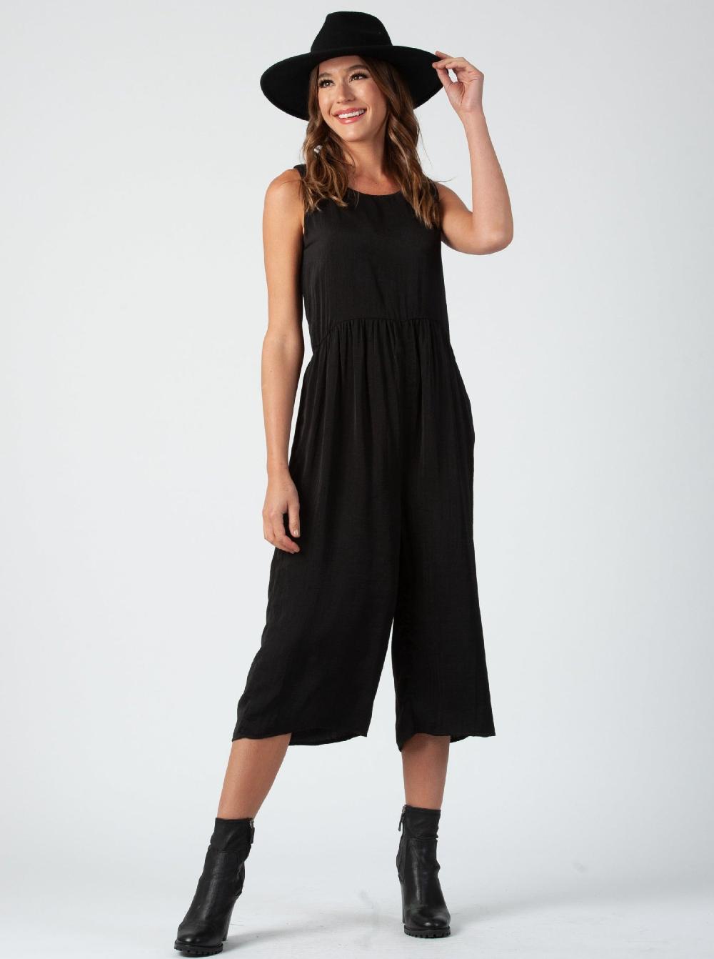 lucca couture ATTICUS CULOTTE JUMPSUIT-BLACK