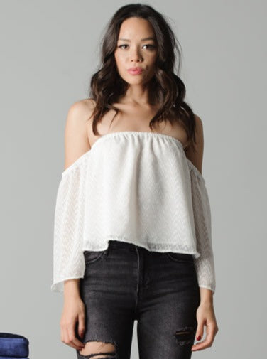lucca couture AUBREE OFF THE SHOULDER TOP-WHITE