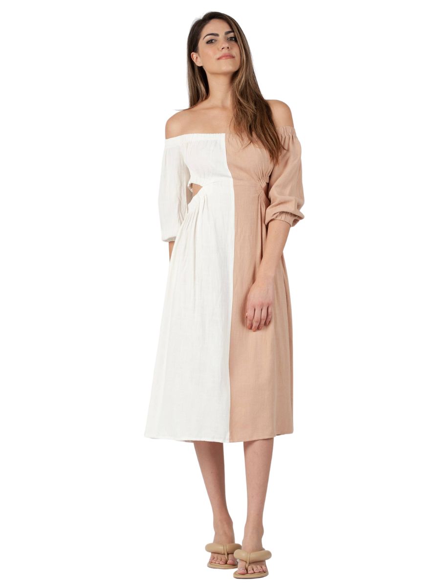 lucca couture AURORA TWO TONE DRESS-BLUSH/WHITE