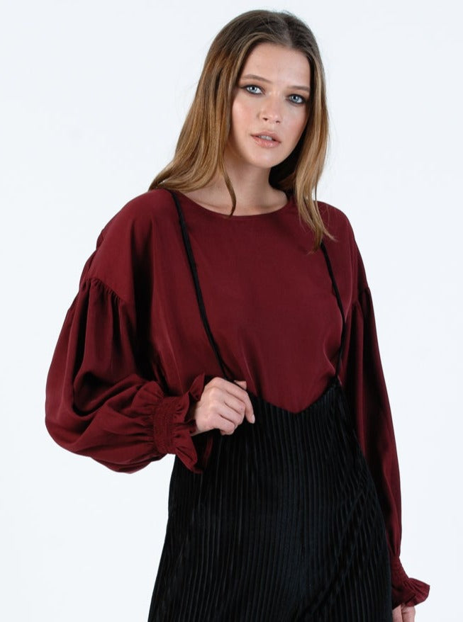 lucca couture AUTUMN BLOUSE-BURGUNDY