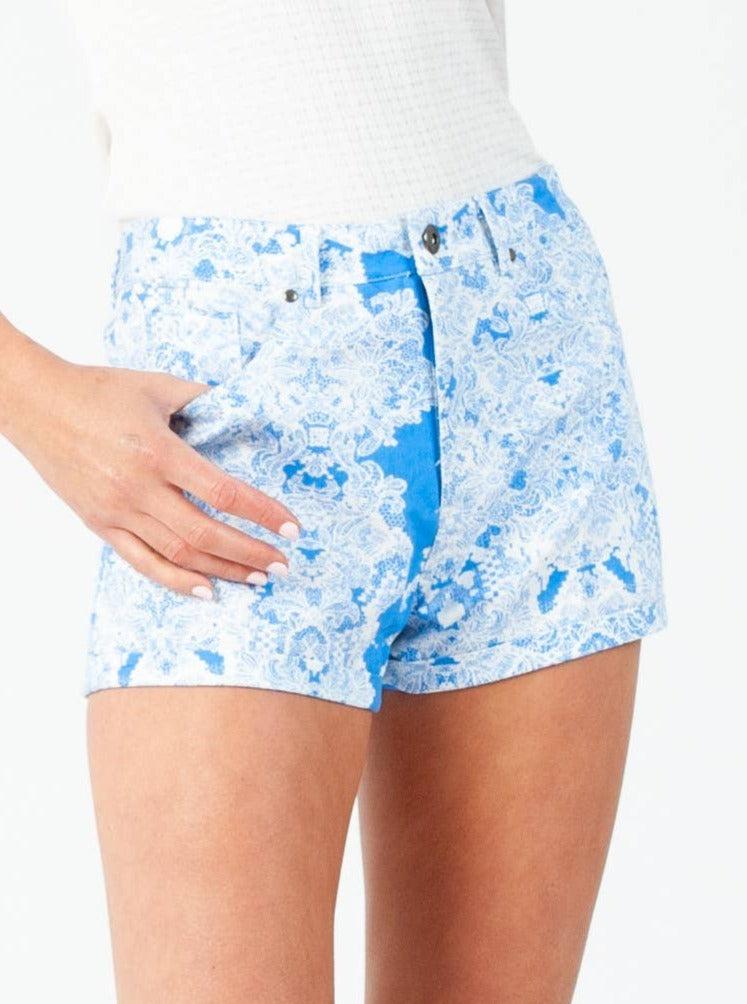 lucca couture AZURE BLUE DENIM SHORTS