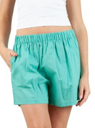 lucca couture BAHAMA MAMA LINEN SHORTS-AQUA GREEN