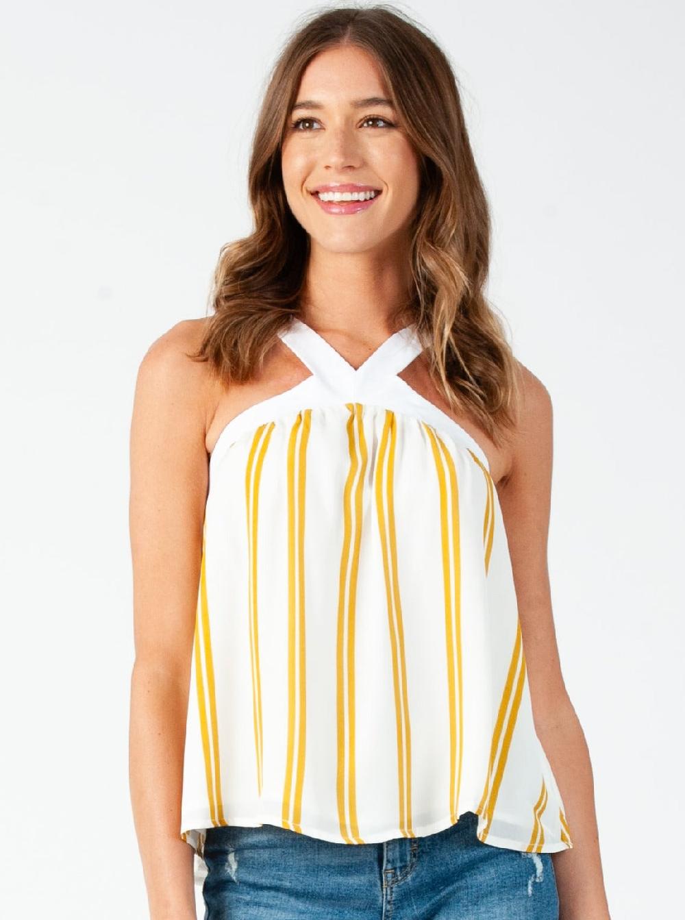 lucca couture BAJA SUNSTRIPE HALTER TANK-CHART