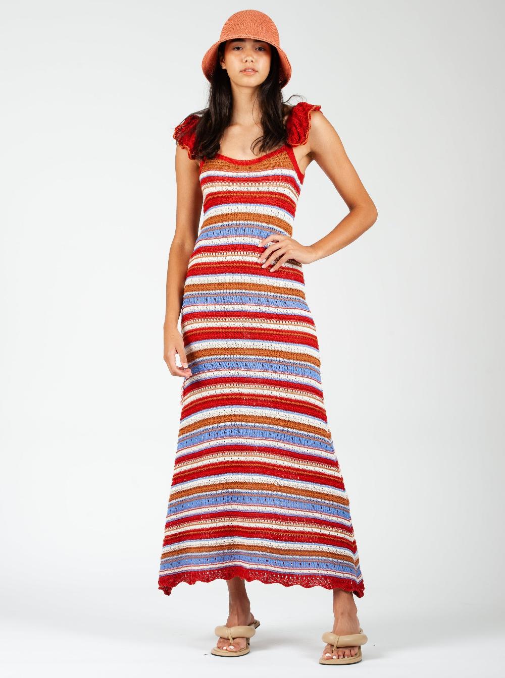 lucca couture BANDIT CROCHET DRESS-RUST COMBO