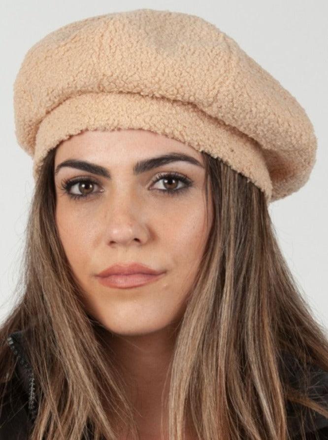 lucca couture BECCA SHERPA BERET-BEIGE