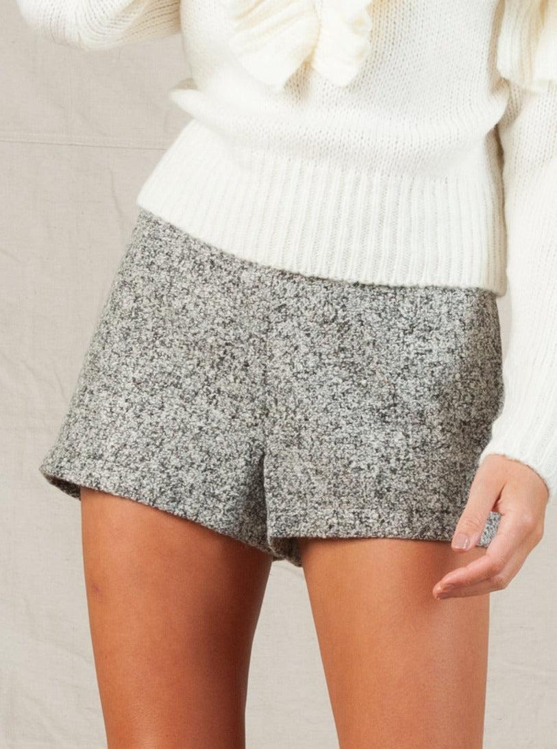 lucca couture BEVERLYNN BOUCLE SHORTS-PEPPER