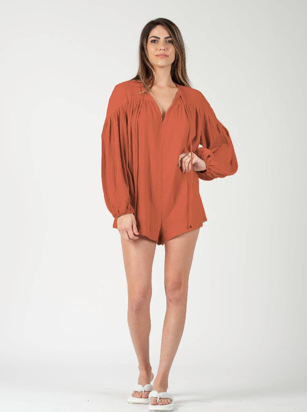 lucca couture BOHM GAUZE ROMPER-RUST