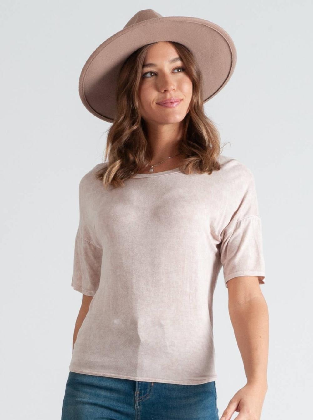 lucca couture CALLIE TIE BACK SS TOP-PINK