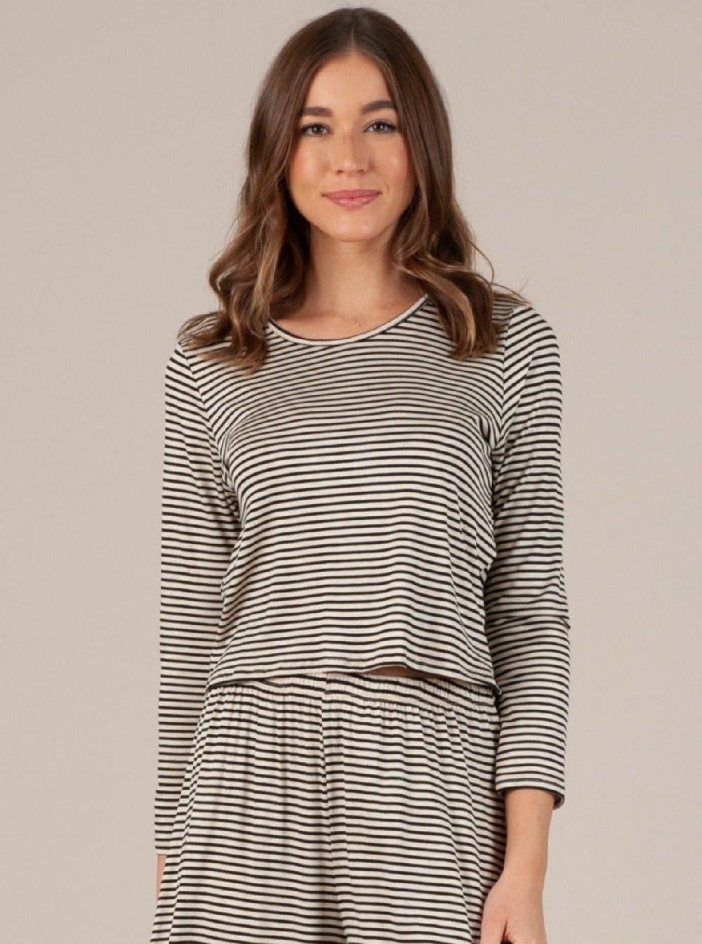 lucca couture CALYPSO TOP-IVORY W/ BLACK STRIPES
