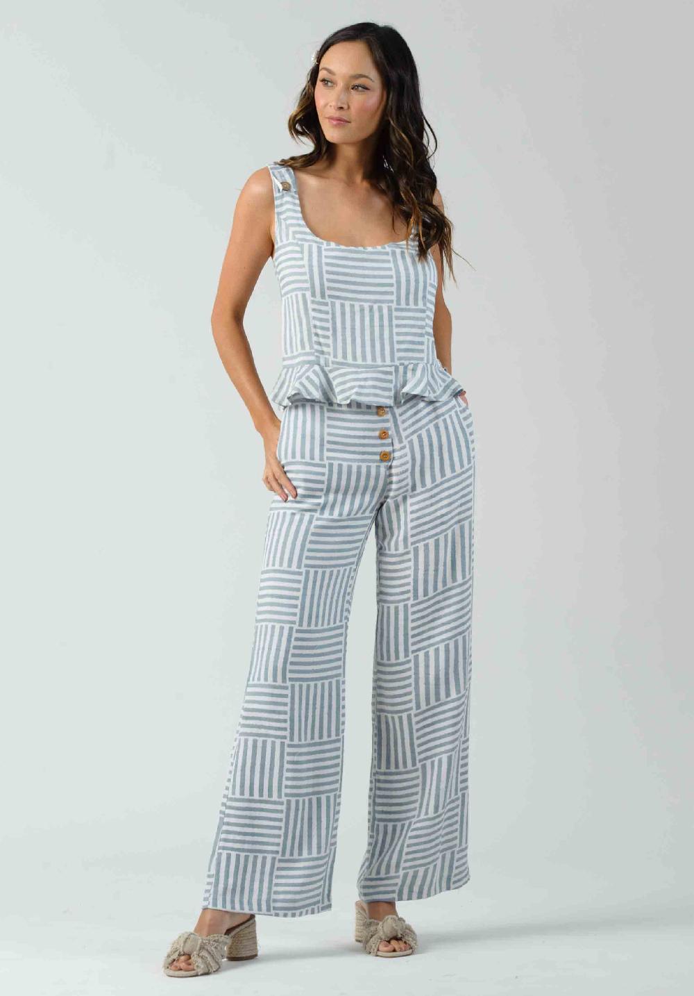 lucca couture CALYTRIX PANTS-LIGHT BLUE STRIPE