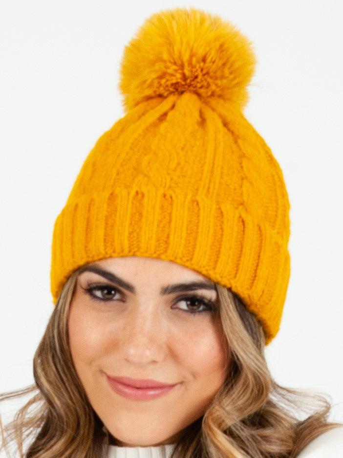 lucca couture CAMEROON POM POM BEANIE-MUSTARD