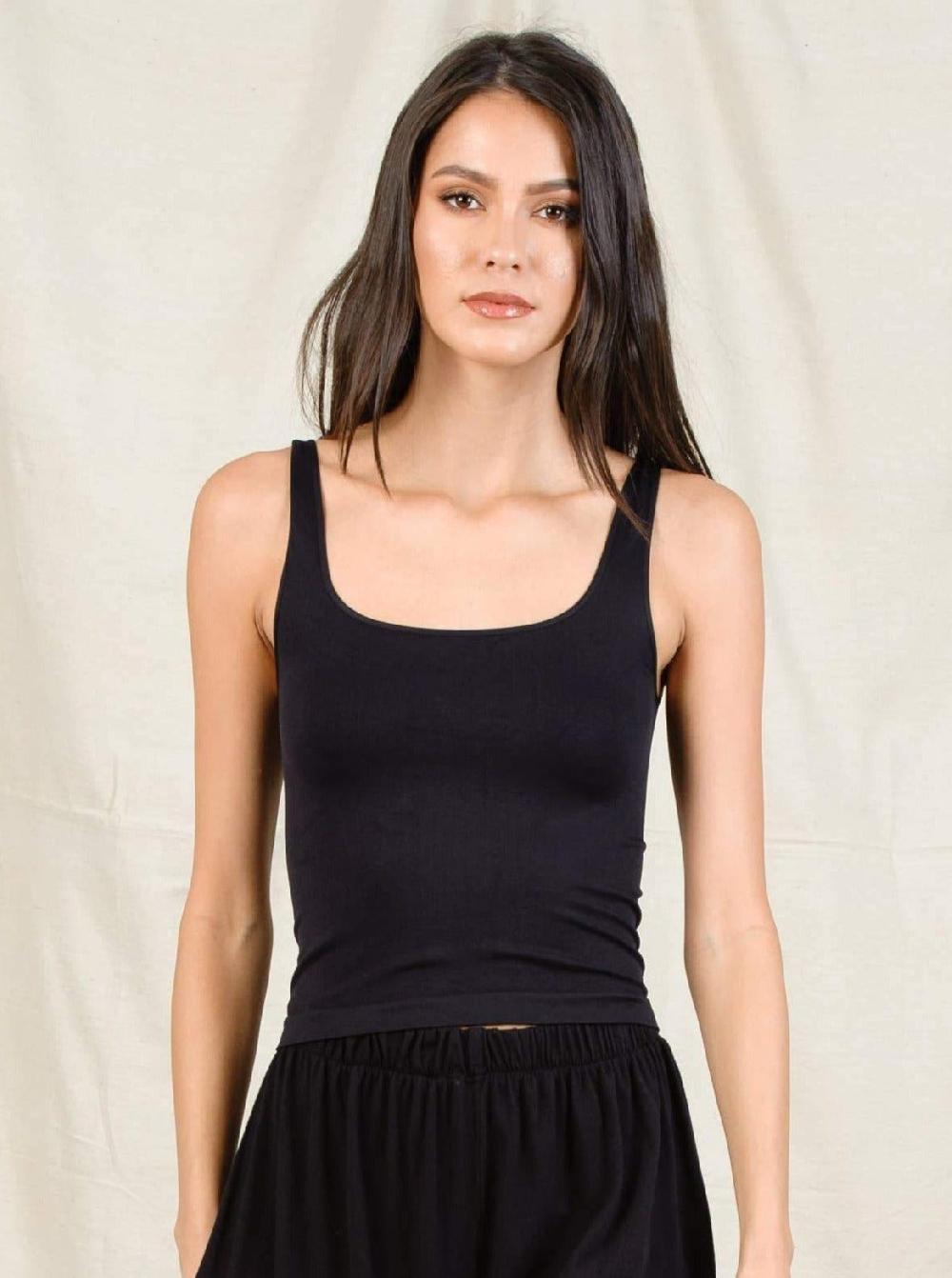 lucca couture CAMMY SEAMLESS TANK-BLACK