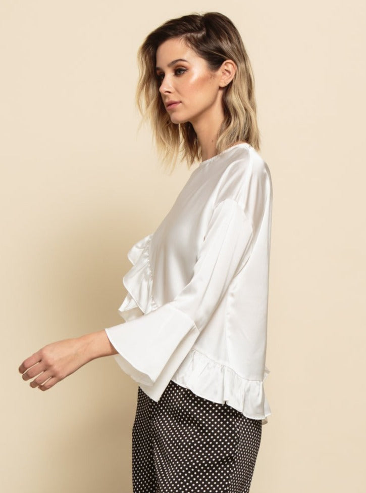 lucca couture CAROLINE RUFFLE TOP-WHITE