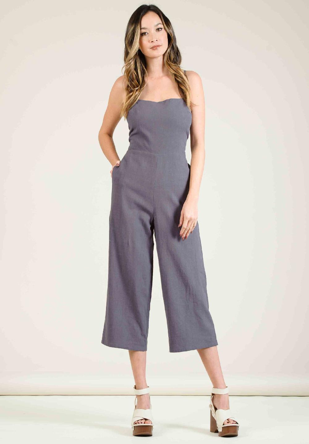 lucca couture CATINIA CULOTTE JUMPSUIT-CHARCOAL