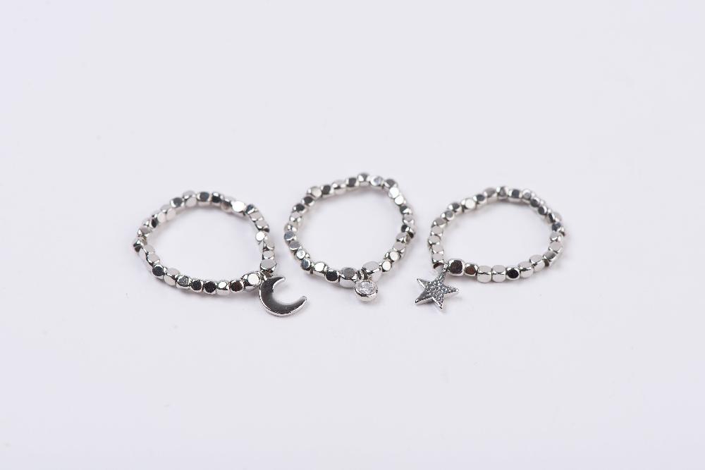 lucca couture CELESTIAL SILVER BEADED RING