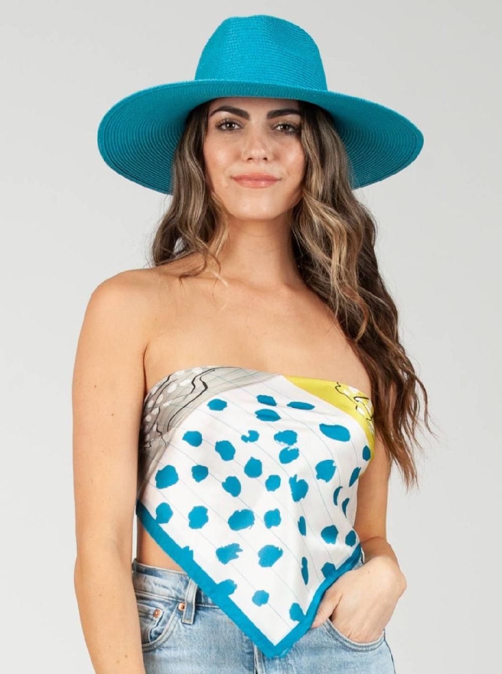 lucca couture CHESTER SATIN SCARF-TURQ PATCH