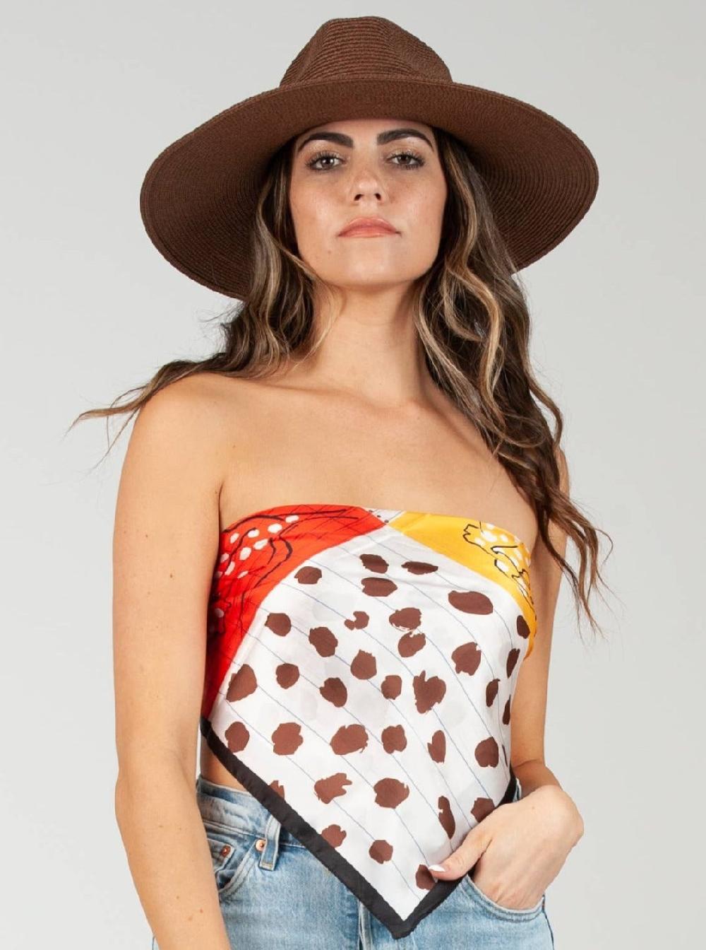 lucca couture CHESTER SATIN SCARF-YELLOW/RED PATCH