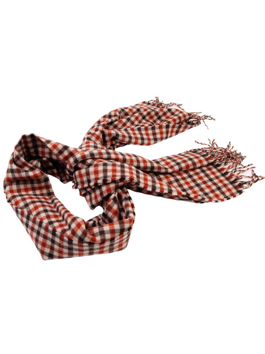 lucca couture CLARINS MINI CHECK SCARF-BRICK/BROWN