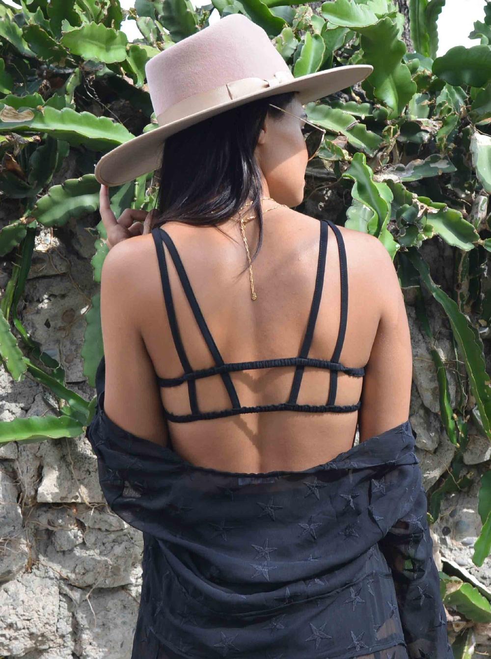 lucca couture COBRA SPANDEX BRA-BLACK