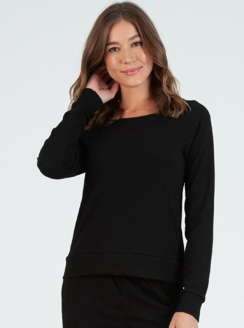 lucca couture COOKIE LS TOP-BLACK POINTELLE