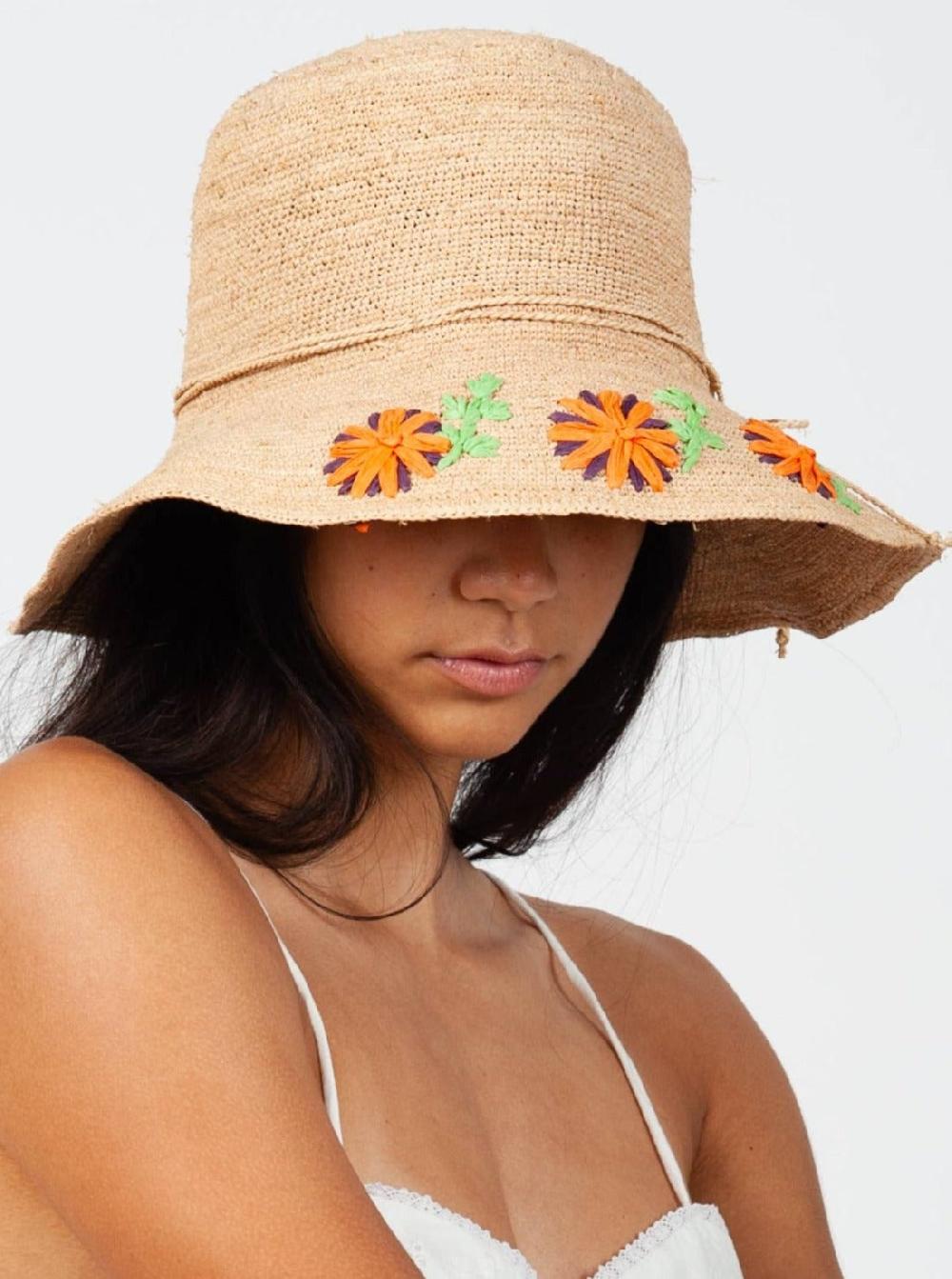 lucca couture CRAFT HAND CROCHET HAT-FLORAL MOTIF