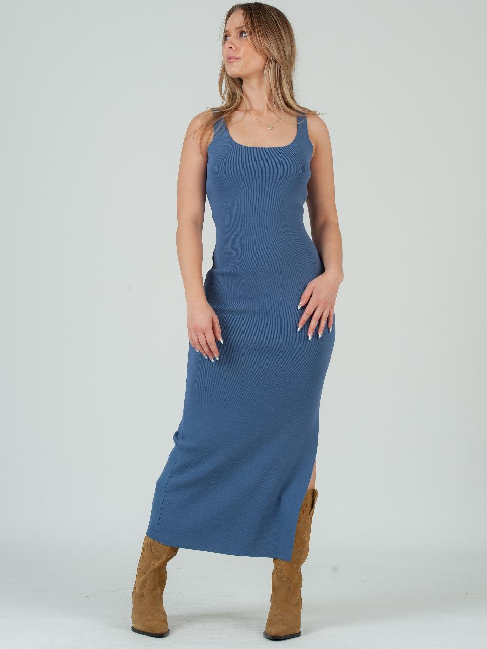 lucca couture CRAWFORD KNIT DRESS-BLUE
