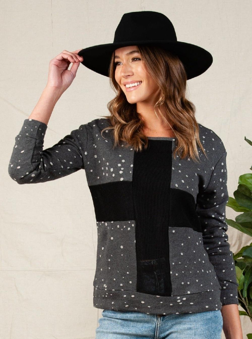 lucca couture CROSSROADS DISTRESSED SWEATSHIRT