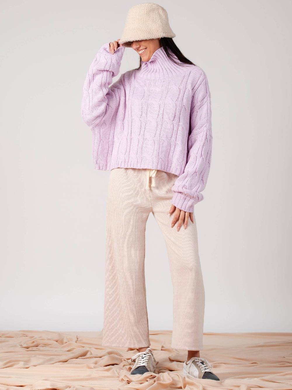 lucca couture DANNI PULL ON RIBBED PANT-IVORY