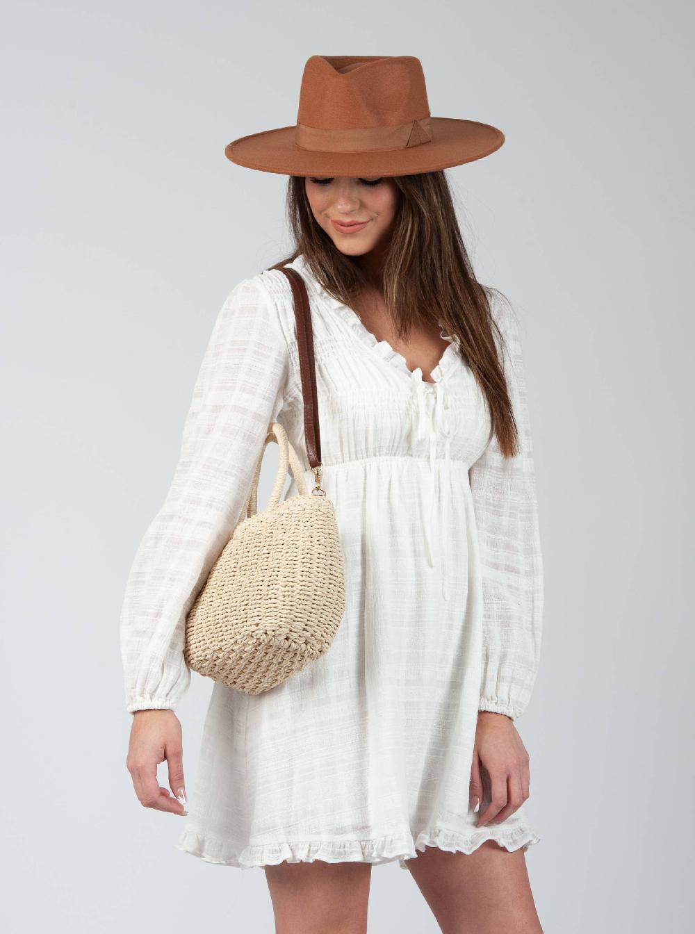 lucca couture DAYLILY BASKET WEAVE BAG-IVORY