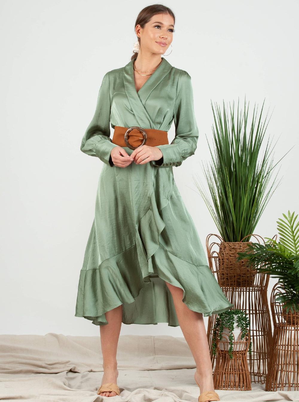 lucca couture DEEANN WRAP DRESS-GREEN