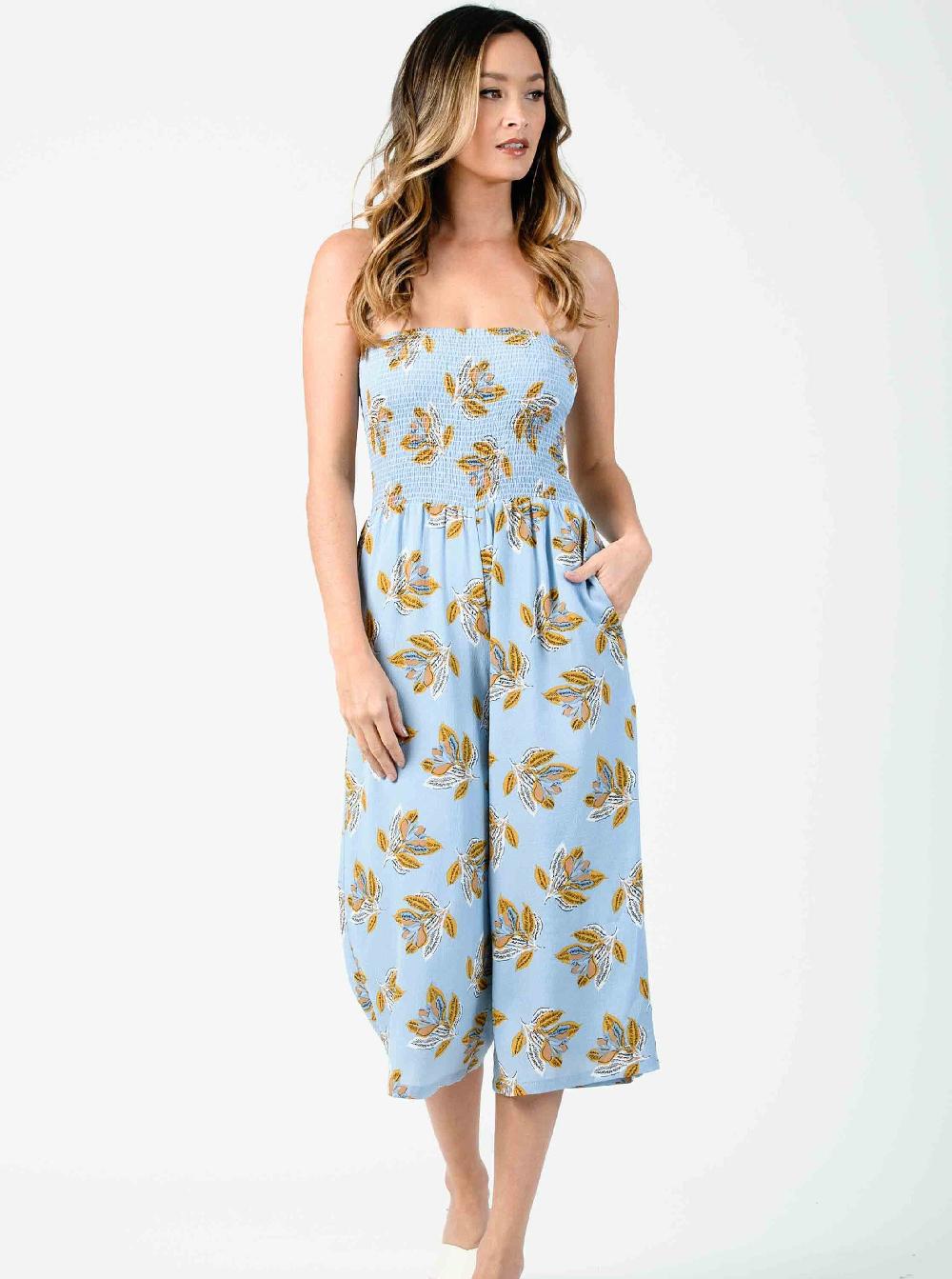 lucca couture DELPHINE JUMPSUIT-SKY BLUE FLORAL