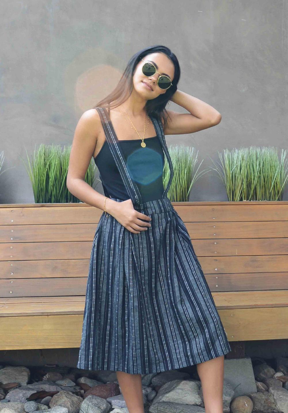 lucca couture DELTA SUSPENDER DRESS-BLACK