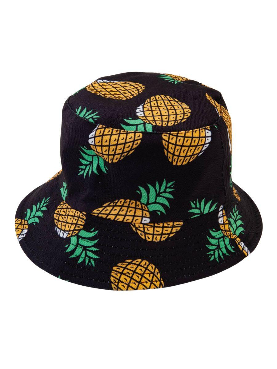 lucca couture DOLE PINEAPPLE BUCKET HAT-BLACK