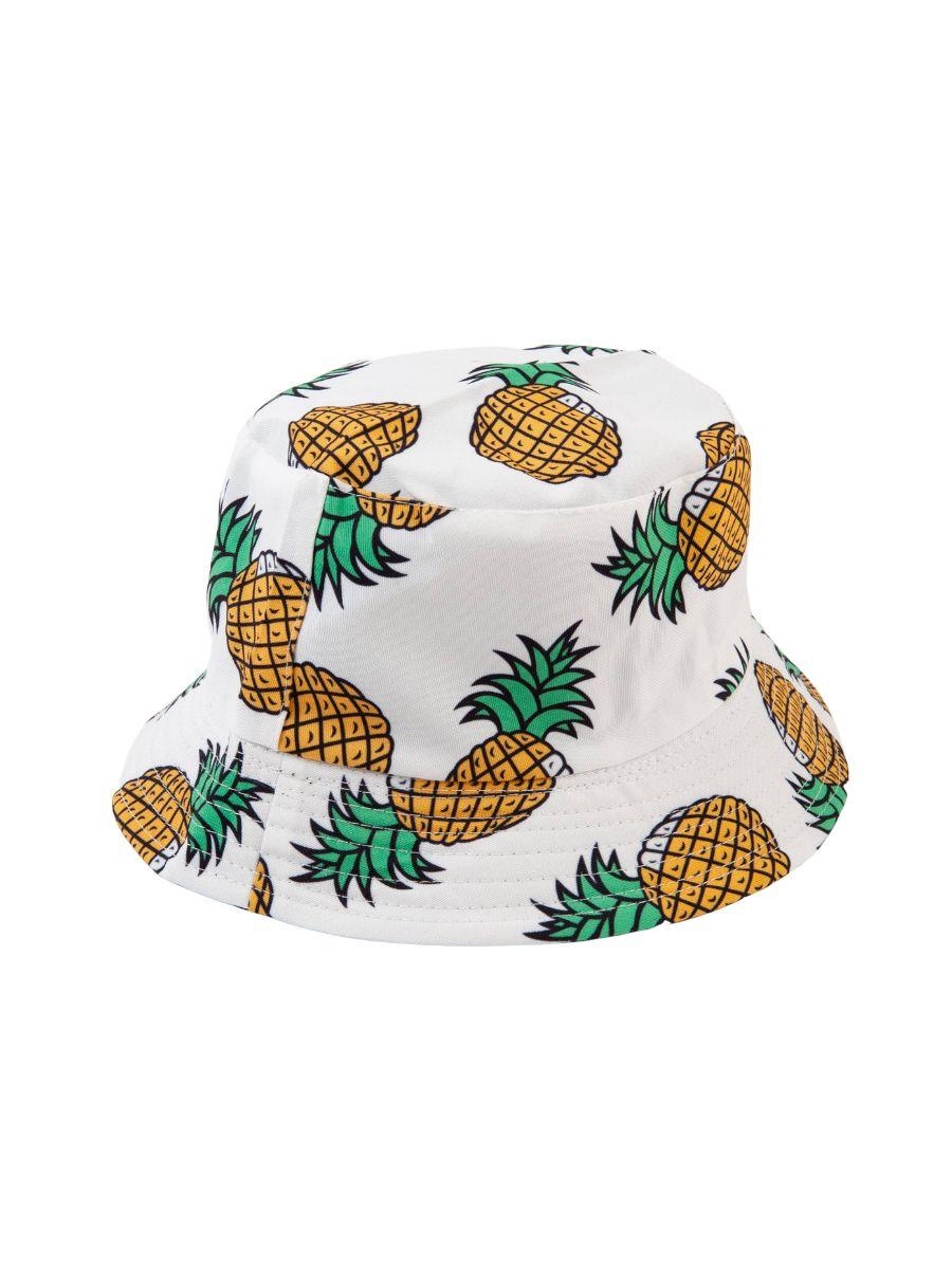 lucca couture DOLE PINEAPPLE BUCKET HAT-WHITE