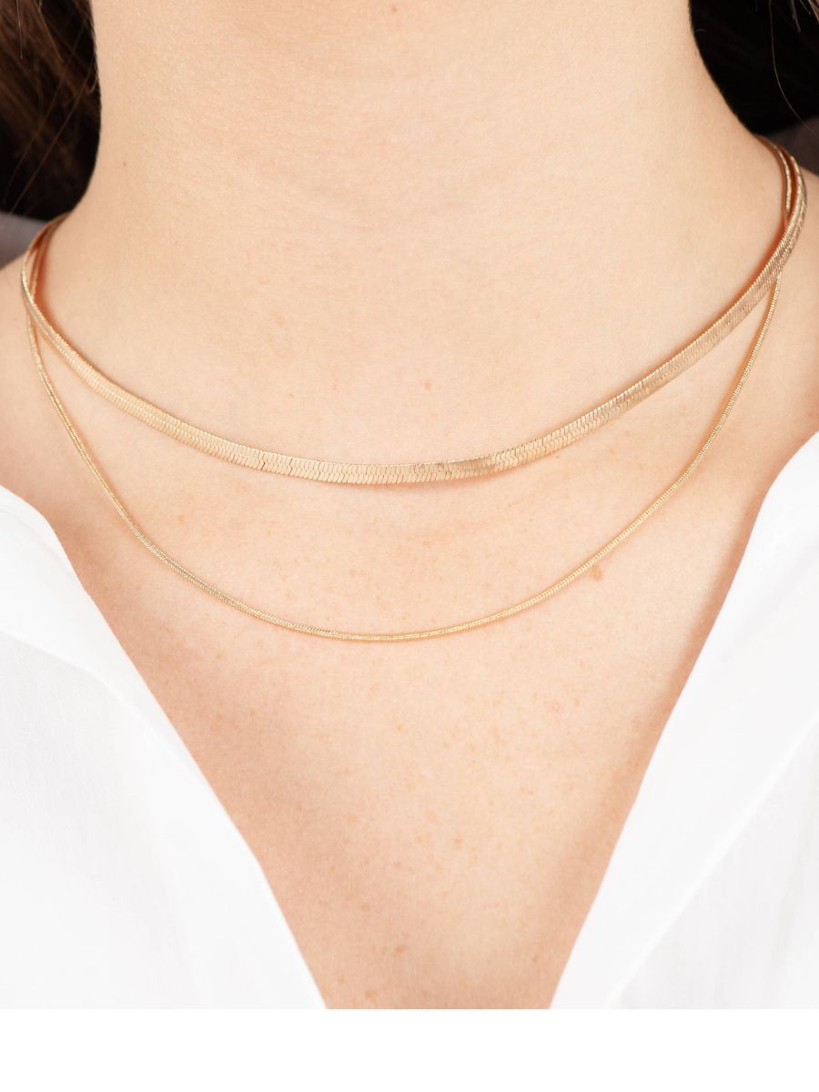lucca couture DUO LAYER SNAKE CHAIN NECKLACE