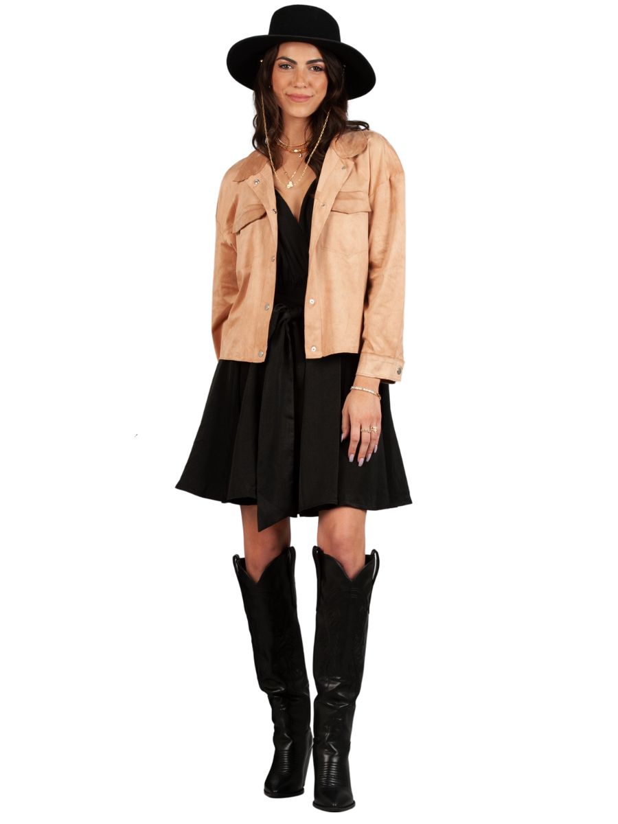lucca couture DUSTY FAUX SUEDE JACKET-TAN