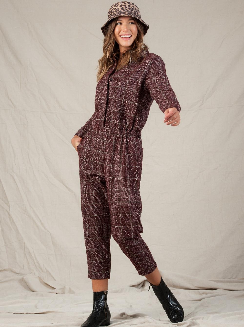 lucca couture DYLAN JUMPSUIT-AUBURN TWEED