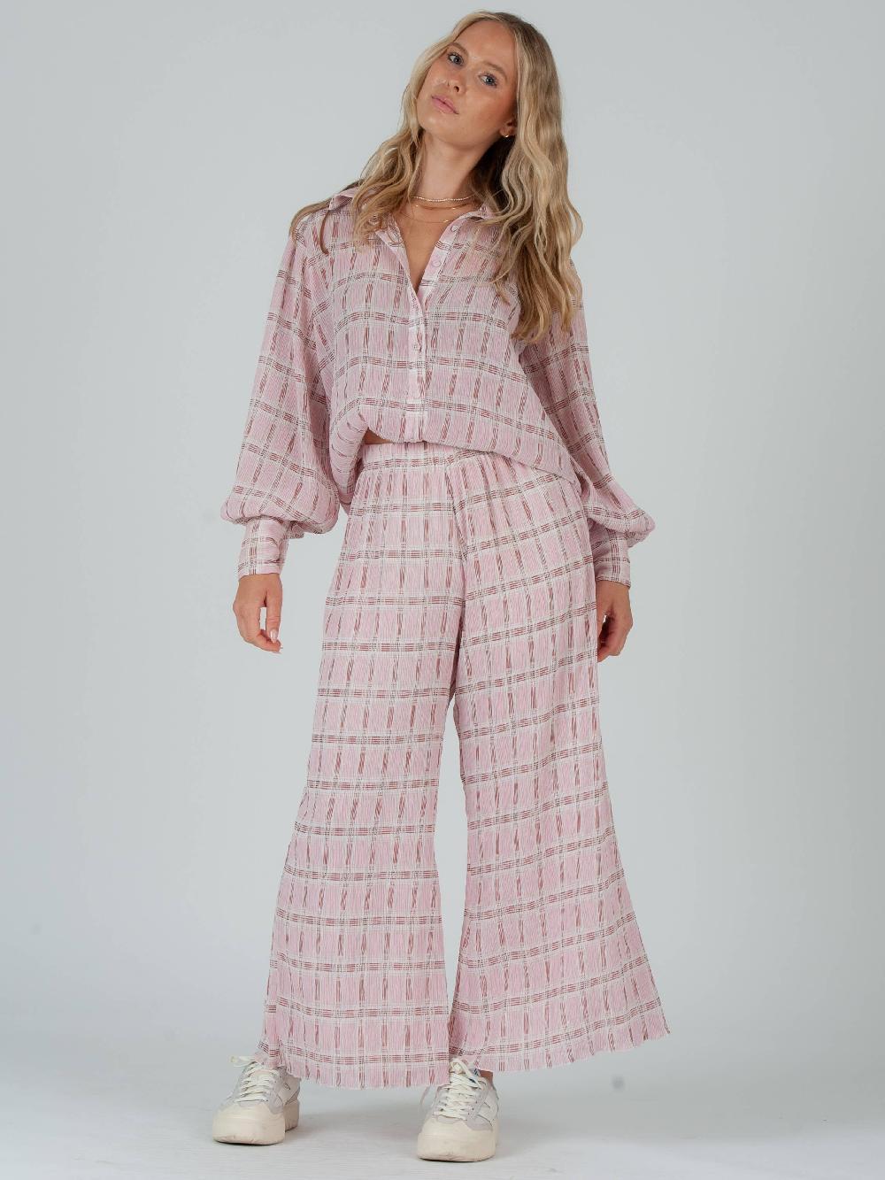 lucca couture ELLA PRINTED BOHO PANT-PINK