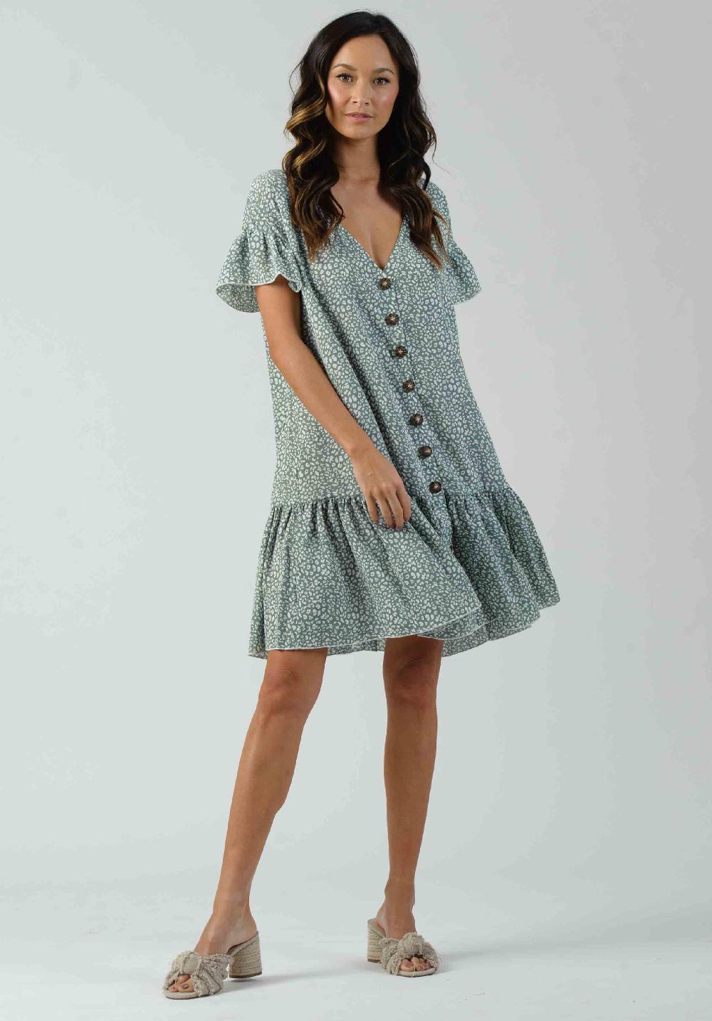 lucca couture ELLIAS DRESS-SAGE SPECKLE