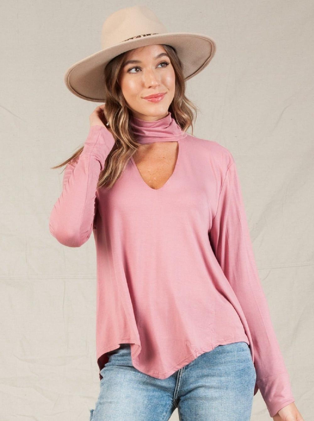 lucca couture ELSA TURTLE NECK CUTOUT TOP