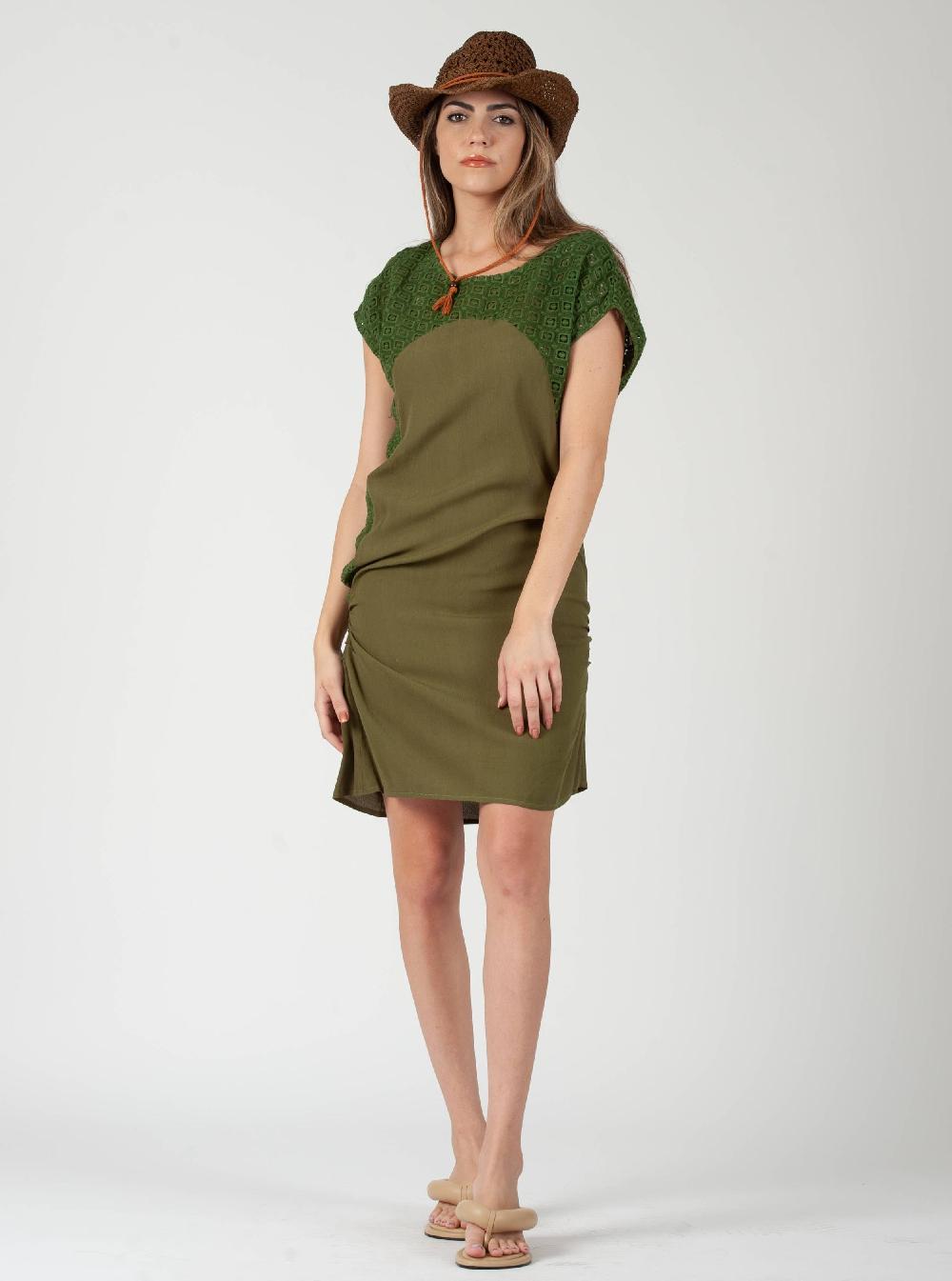 lucca couture FLORENCE CROCHET MIXED DRESS-GRASS