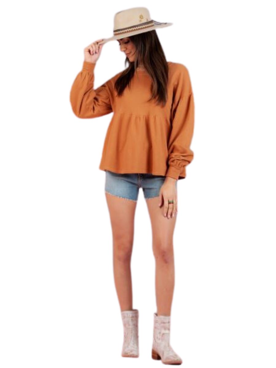 lucca couture French Terry Sweatshirt-SIENNA