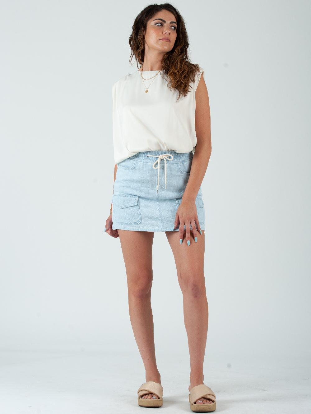 lucca couture GAIA SATIN TANK TOP-IVORY