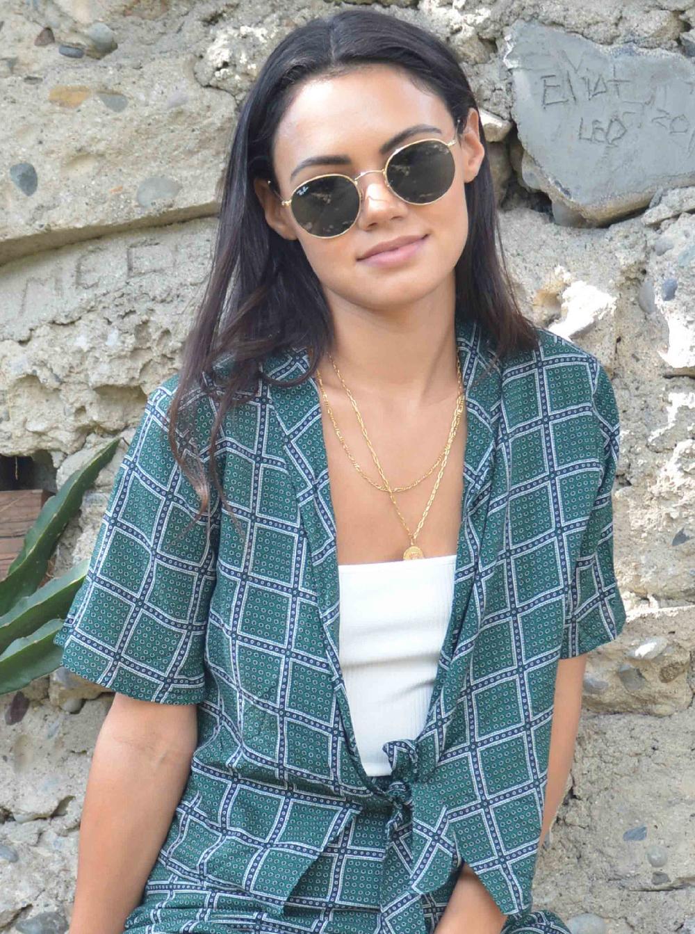 lucca couture GILA TIE FRONT TOP-HUNTER GREEN