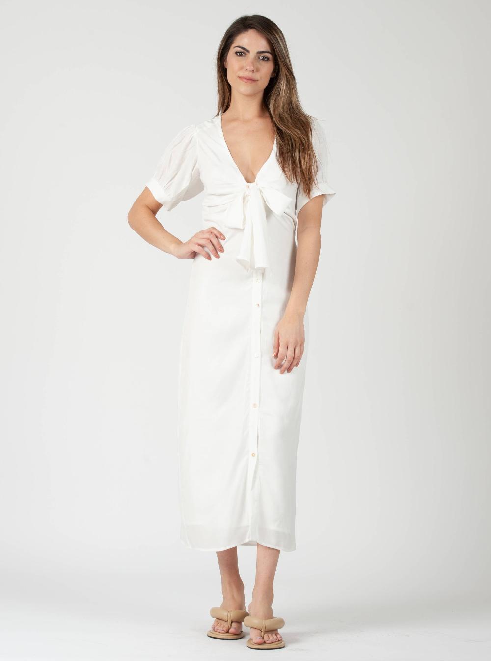 lucca couture GRACE BOW TIE DRESS-WHITE