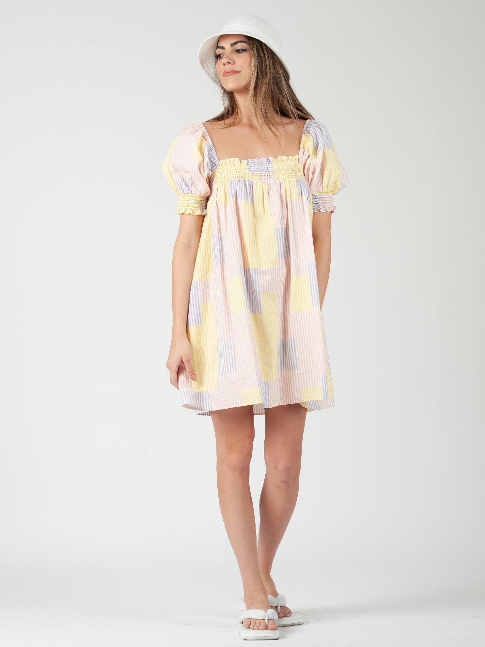lucca couture GRACIE PATCHWORK DRESS-PASTEL MIX