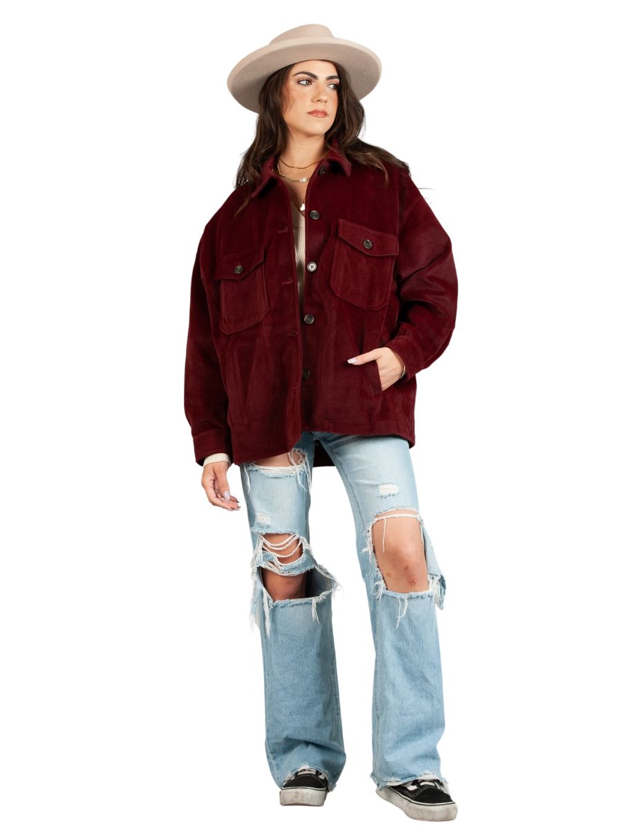 lucca couture HAINES SOLID SHACKET-MERLOT