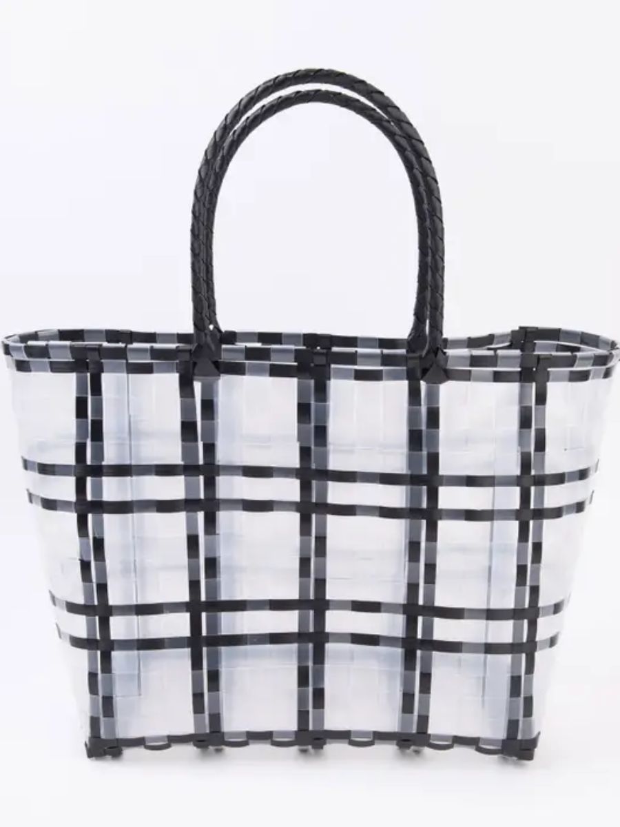 lucca couture HAMPTONS BASKET BEACH TOTE-BLACK